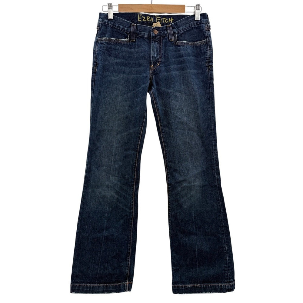 Ezra Fitch Flare Jeans Womens 27 Dark Wash Low Rise‎ Wide Leg Denim Whiskered
